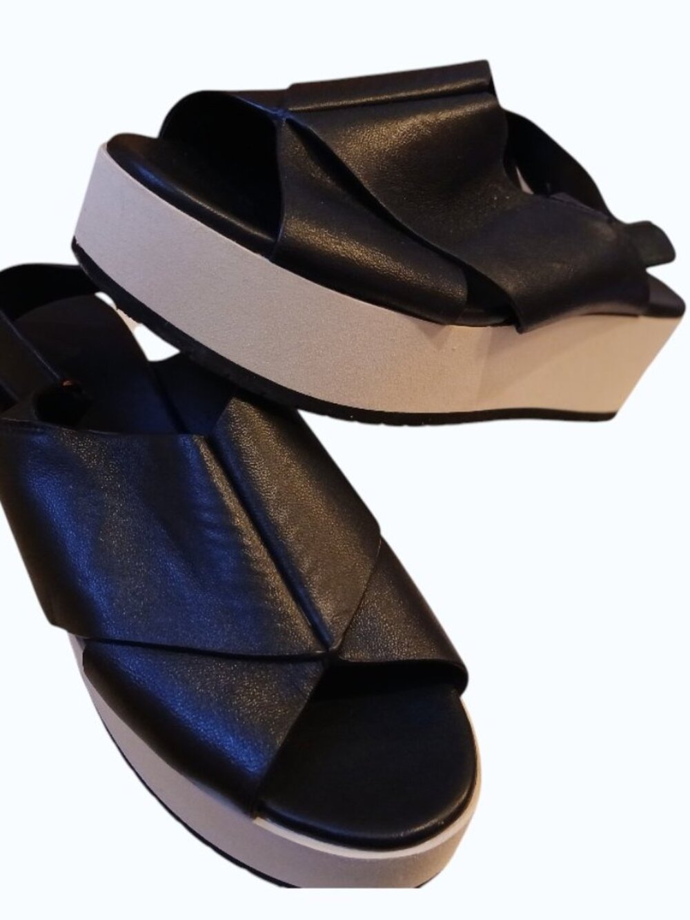 VINCE Jenaya Black Leather Sport Platform Sandals - Picture 5 of 15